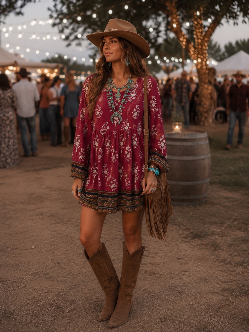 Very J Burgundy Floral Midi Dress